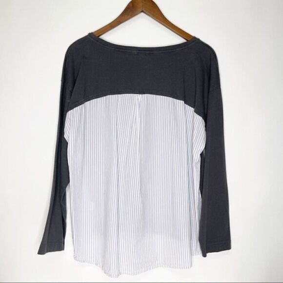 J. Crew Gray PinstriBack Long Sleeve Top - Picture 2 of 5